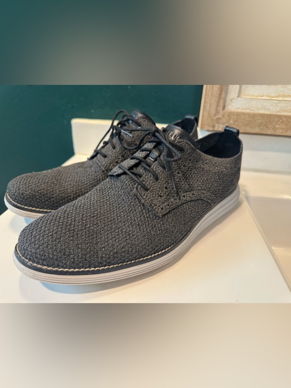 Size 12 Cole Haan - Men's Casual Knit Lace-Up Shoes - Charcoal Gray